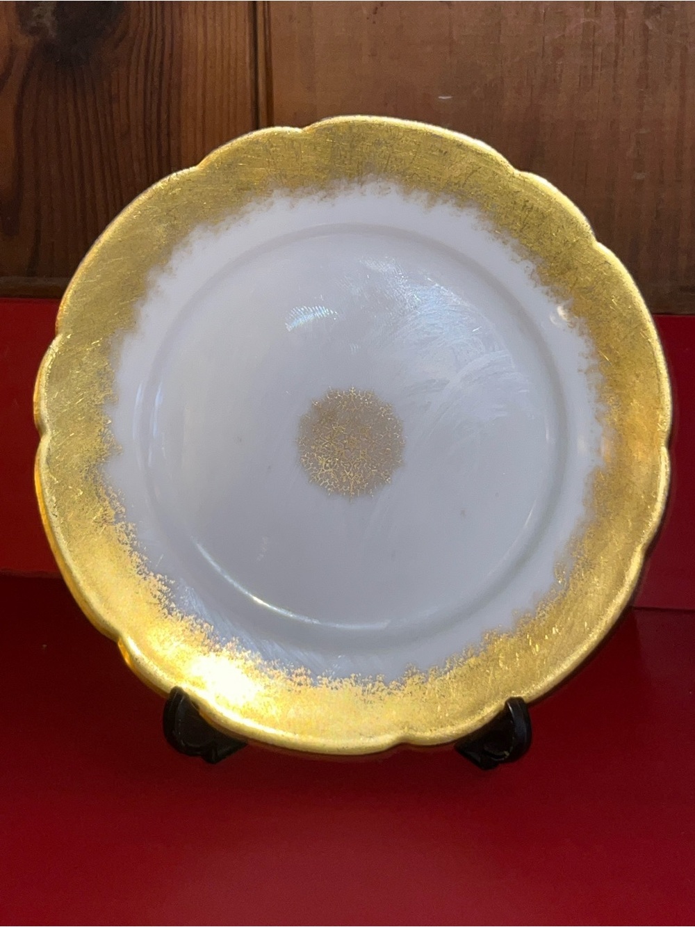 Vintage Limoges France Porcelain Plate 6-3/8” Gold Gilded Medallion JPL Decor